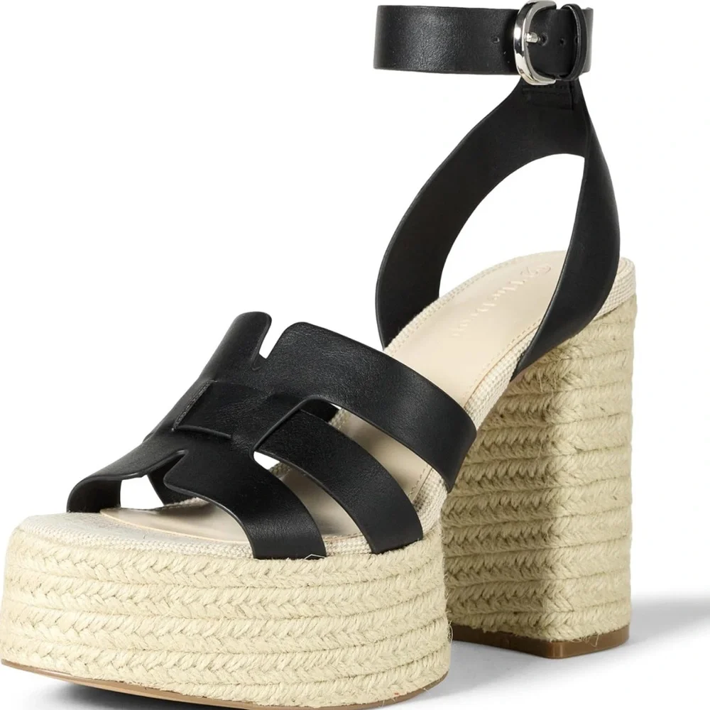 The Drop ‘Bea’ woven black and tan platform heel NEW with tags size 12